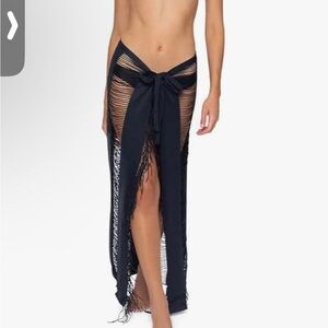 PQ Elegant Black Swim Cover-Up Skirt sarong
